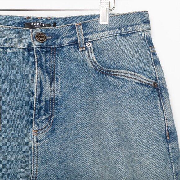 Balmain Blue Ripped Cotton Denim Jean Shorts - Mens Size 31 - NWT - Picture 5 of 14